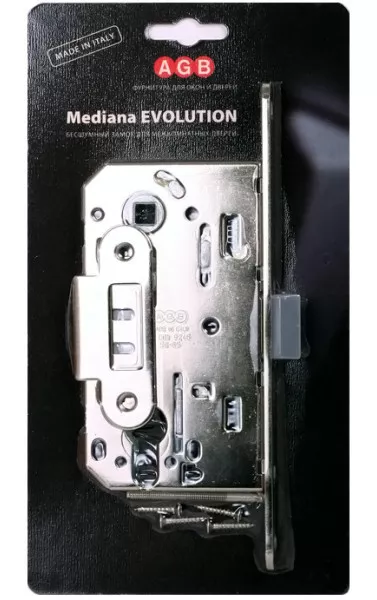 Замок межкомнатный под цилиндр MEDIANA EVOLUTION B01103.50.06.567 с отв. планкой B01000.13 (никель)