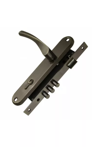 Замок врезной цилиндровый с защёлкой в комплекте с ручкой KIT P90 4585/3 CRONA AB (бронза), 5 кл.