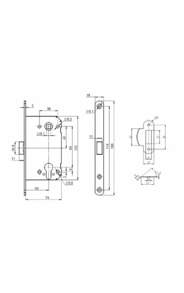 Корпус замка PL85-50 CP (хром)