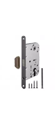 Замок межкомнатный под цилиндр MAGNET M85C-50 GR (графит) (new plate)