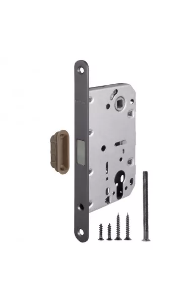 Замок межкомнатный под цилиндр MAGNET M85C-50 GR (графит) (new plate)