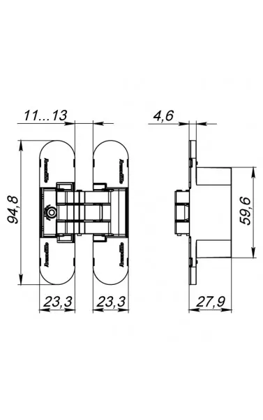 Петля скрытой установки U3D4000 SG (9540UN3D) мат. золото
