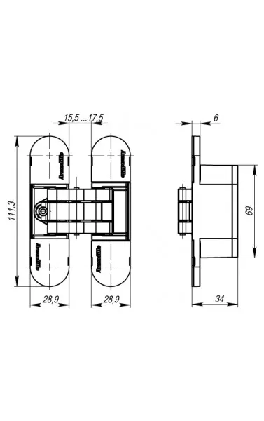 Петля скрытой установки U3D6000 SN (11160UN3D) мат. никель