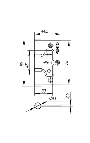 Петля универсальная без врезки IN3200W AB (200-2B 75x2,5) бронза