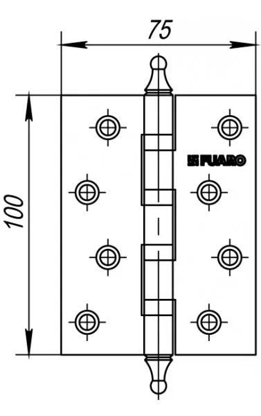Петля универсальная IN4400UA-BL AB (4BB/A/BL 100x75x2,5) бронза БЛИСТЕР