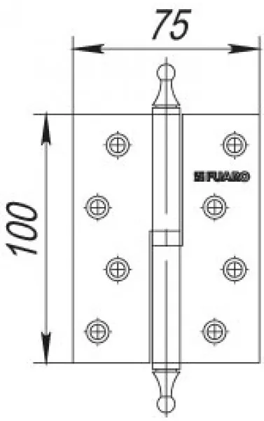 Петля съемная 410/BL-4 100x75x2,5 AC left (медь) левая БЛИСТЕР