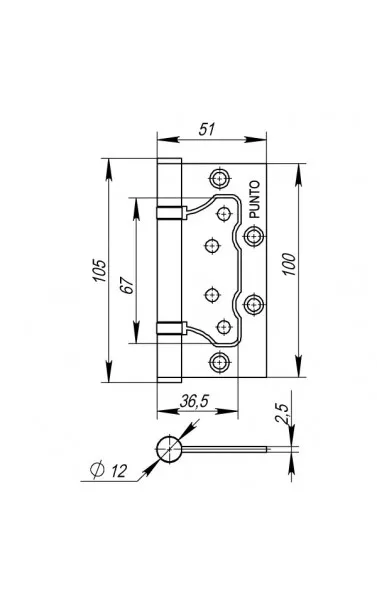 Петля универсальная без врезки IN4200W WAB (200-2B 100x2,5) мат. бронза