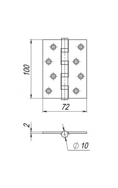 Петля универсальная IN4000U AB (4B/P 100x70x2) бронза ПАКЕТ