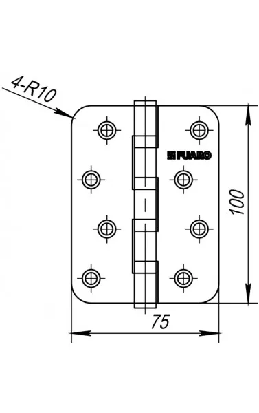 Петля универсальная IN5400U-R10 SN (4BB-R10 100x75x2,5) мат. никель