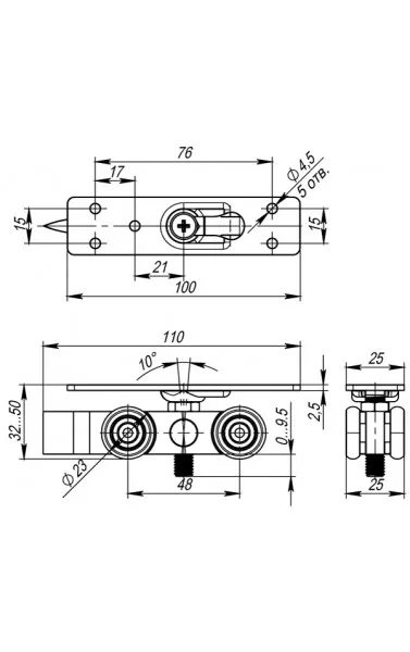 Комплект роликов для раздвижных дверей DIY Comfort 80/4 kit (877+882)