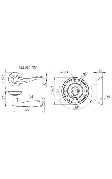 Ручка раздельная MELODY RM AB/GP-7