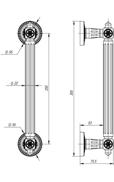 Ручка-скоба Matador PULL CL GOLD-24 Золото 24К
