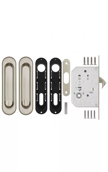 Защелка с ручками для раздвижных дверей Soft LINE SL-011 SN