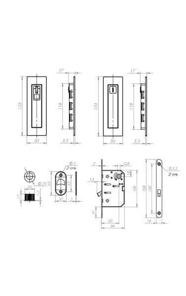 Набор для раздвижных дверей SH011 URB OB-13 Античная бронза