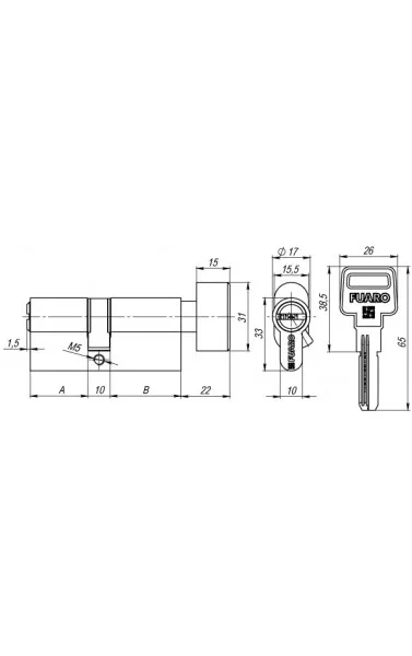 Цилиндровый механизм с вертушкой R602/80 mm-BL (35+10+35) PB латунь 5 кл. БЛИСТЕР