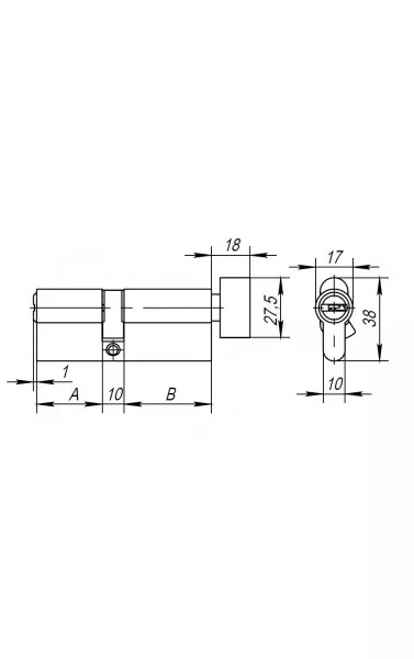 Цилиндровый механизм с вертушкой AX202/80 mm (40+10+30) CP хром 5 кл.