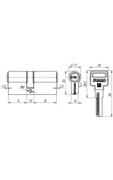 Цилиндровый механизм R600/70 mm-BL (30+10+30) PB латунь 5 кл. БЛИСТЕР