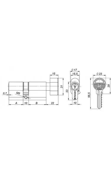 Цилиндровый механизм с вертушкой 100 ZM 80 mm (30+10+40) CP хром 5 кл.