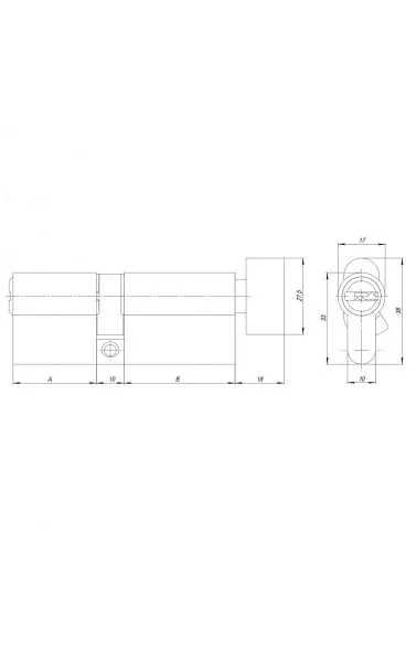 Цилиндровый механизм AZ202/70 mm (30+10+30) CP хром 5 кл.