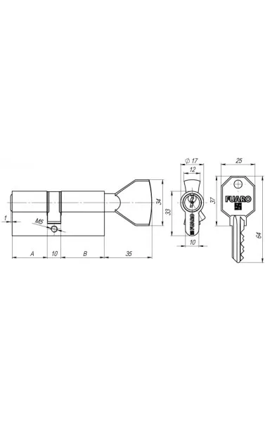 Цилиндровый механизм с вертушкой 100 CM 80 mm (30+10+40) CP хром