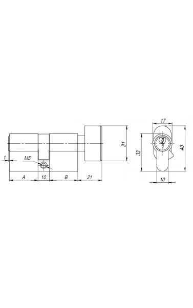 Цилиндровый механизм с вертушкой AX102/70 mm (30+10+30) CP хром 5 кл.