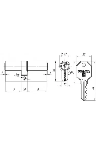 Цилиндровый механизм 100 CA 80 mm (35+10+35) CP хром 5 кл.